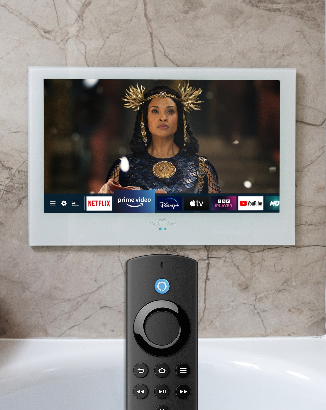 19" White BathroomTV with Amazon Fire TV Stick
