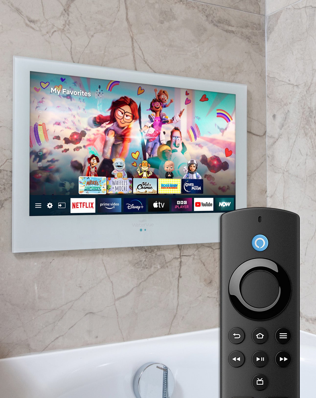 24" White BathroomTV with Amazon Fire TV Stick