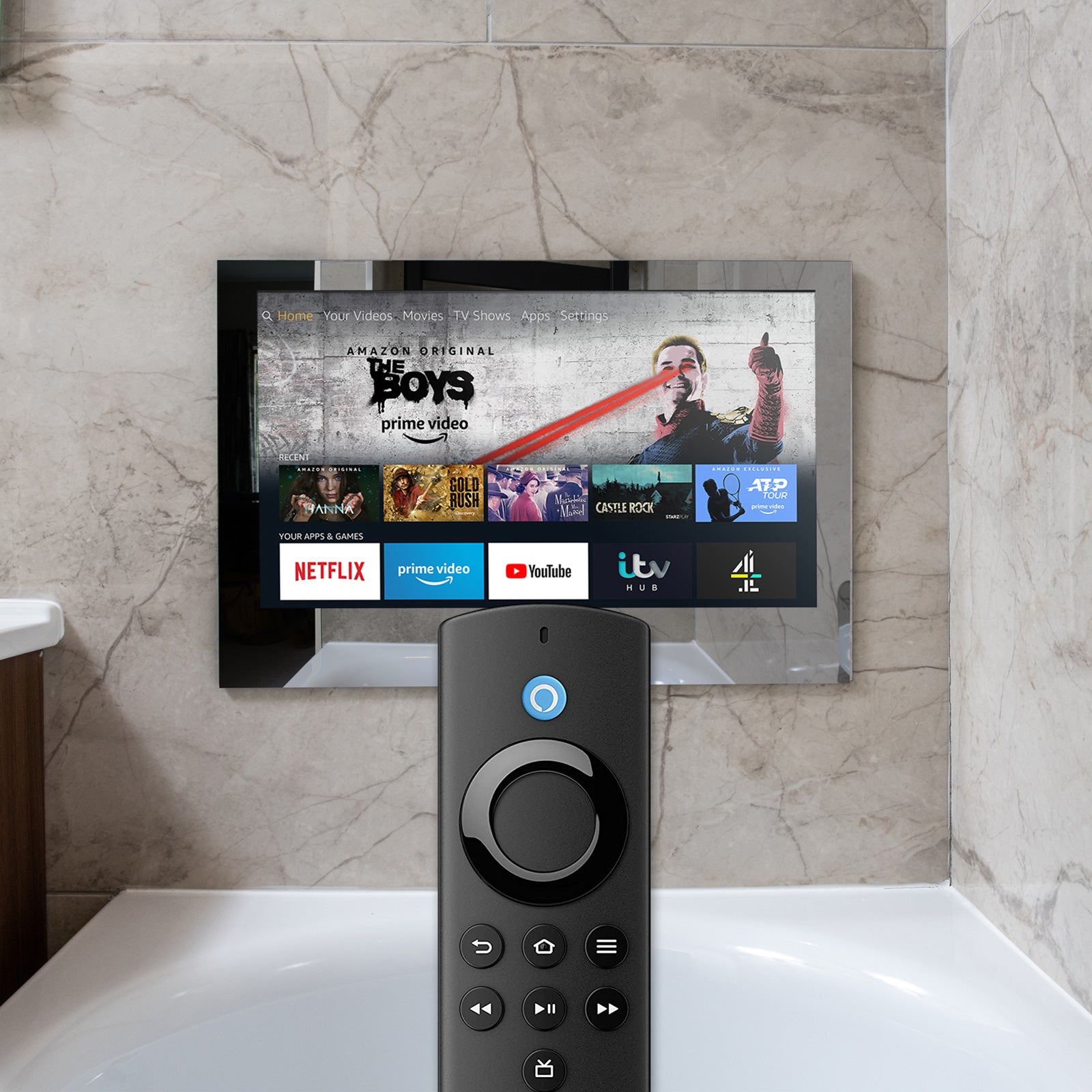 19" Mirror BathroomTV with Amazon Fire TV Stick